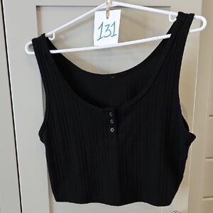 #131 3 Faux Button Black Rib Tank Top Ptp 19